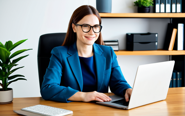 Online Learning Environment**

"A professional woman with glasses, fully clothed in a modest business casual outfit, sitting comfortably at a modern desk with a laptop displaying an online learning platform interface. The background shows a clean, organized home office with bookshelves and plants. Safe for work, appropriate content, perfect anatomy, correct proportions, well-formed hands, natural pose, professional lighting, high resolution."

**